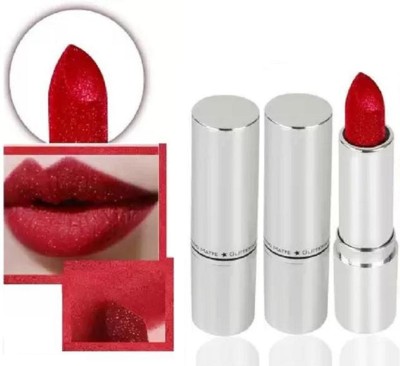 HUZURLU New Glitter Lipstick Long Lasting Diamond Red Glitter Sparkly Waterproof(Shimmer Hot red, 3.8 ml)