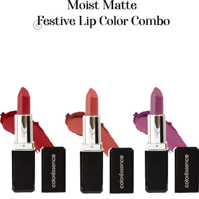 COLORESSENCE Moist Matte Festive Lip Color Combo (Combo of 3 Festive Lipsticks)(Multi, 50 ml)
