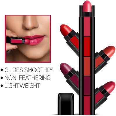 tanvi27 Five Shades In One| Long Lasting, Matte Finish| Non Drying Lipstick(MULTI COLOR, 7.5 g)