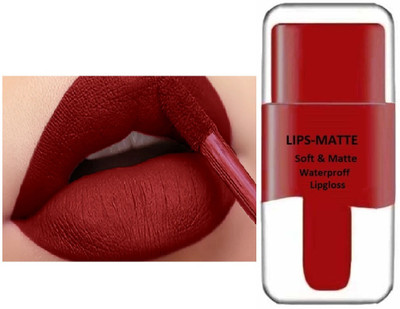 manasona Dark Red Non Transfer Waterproof Longlasting Liquid Matte Lipstick(Dark Red, 3.5 ml)