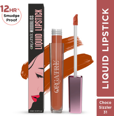 Orgatre Moodbliss Liquid Lipstick waterproof - 12Hr Stay, Non-Transfer & Smudge-Proof(Choco Sizzler, 4.5 ml)