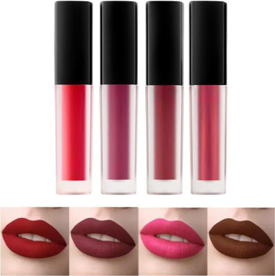 Hidden Beauty Liquid Matte Lipstick Set of 4 Multi Colors Combo Pack..(Multicolor, 16 ml)