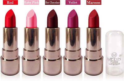 MEDIN copper body matte lipsticks cosmetics makeup combo(maroon baby pink voilet hot chocolate, 25 g)