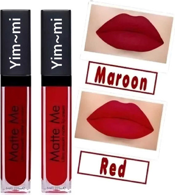 yim~mi Waterproof Longlast Liquid Matte me Lipstick Combo Pack Of 2(multicolor, 18 ml)