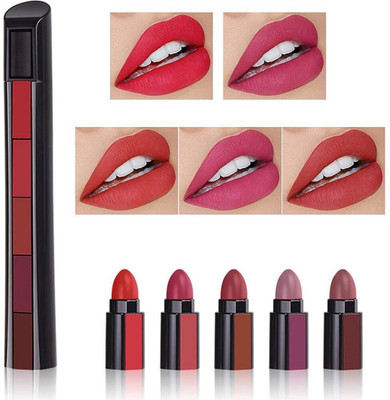 K3NTERPRISES 5 in 1 Red Edition Lipstick(Multicolor, 1 ml)