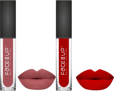 FACE UP kiss proof long wear matte liquid lipstick set of 2(m3 & m6, 6 ml)
