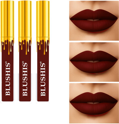 BLUSHIS 3 Pcs Pack | Super Stay Matte Ink | Liquid Lipstick | Non Transfer(MAROON BURST, 12 ml)