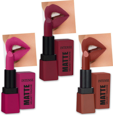 Perpaa Sensational Creamy Matte Lipstick Highly Pigmented with Vitamin E Long Lasting(Pink Passion, Moody Maroon, Brown Sugur, 10.5 g)