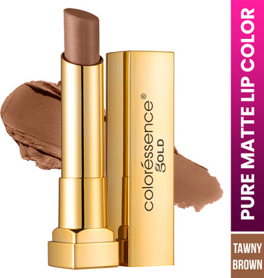 COLORESSENCE Pure Matte Lipstick |Waterproof & Longlasting|Highly Pigmented |Gold Range V17(TAWNY BROWN, 3.3 g)