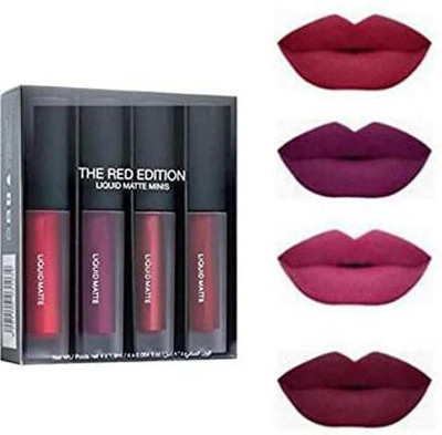 VOUGH Liquid matte lipstick - Red edition (Set of 4) (RED, 32 ml)(multicolor, 32 ml)