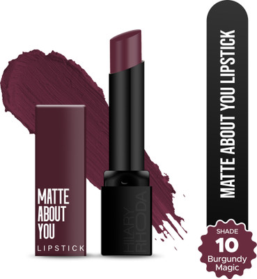 Hilary Rhoda Matte About You Lipstick | Long Lasting & Highly Pigmented | Matte Finish(Burgundy Magic - Shade 10, 3 g)