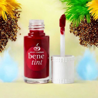 SPICY CHERRY bene tint rose tinted and lip stain highlighter 75(Peppy Red, 12.5 ml)
