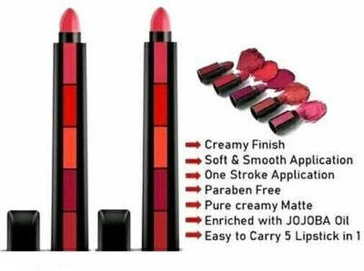 Kamz 5in 1 Lipsticks Set 2 Red(Red, 15 g)