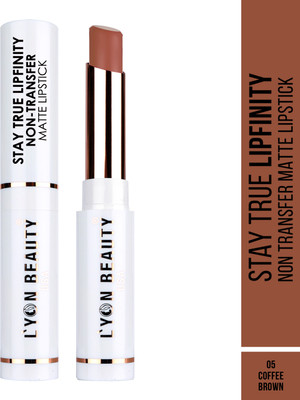 L'YON BEAUTY Stay True Lipfinity Non Transfer Matter Lipstick(05 Coffee Brown, 3.6 g)