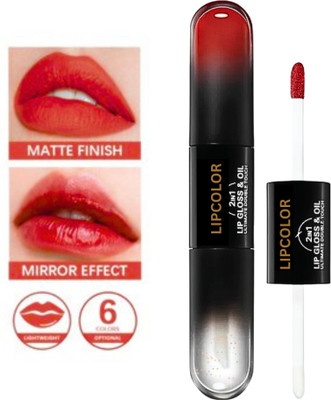 BLUST&FAMME 2 in 1 Water proof Liquid Lipstick and lip gloss pack of 1(Red, 4 ml)
