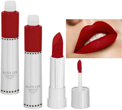 EVERERIN 2 IN 1 Long Lasting Matte & Gloss Lipstick Waterproof red COMBO(RED, 15 g)