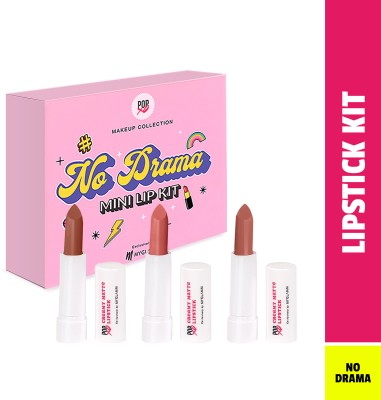 MyGlamm POPxo Makeup Mini Lip Kit - No Drama | Nude Shade - (Set of 3)(No Drama, 7.5 g)