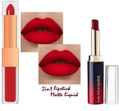 RED4 R4 2in1 red lipstick+R4 Evershine maroon lipstick(Multicolor, 10 g)