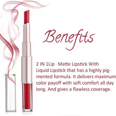 GABBU 2 IN 1 LIPSTICK MATTE LIQUID LIPSTICK WITH CRAYON(RED, 6 ml)