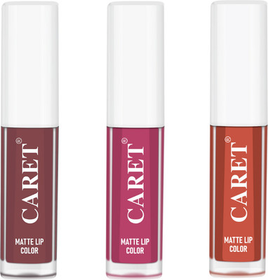 Caret Combo Of 3 Matte Liquid Lipstick For Water Proof - Sls Free ( Multicolor )(Multicolor, 6 ml)