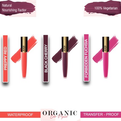 Juice Lip Tint Combo 10 Shade:M-21:M-42:M-82(Preppy Red, Black Cherry, Forbidden Fuchsia, 27 ml)