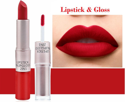 AEPRUY 24 Hr Matte 2 in 1 Non Transfer Lip Gloss & Lipstick(Hot Red, 10 ml)