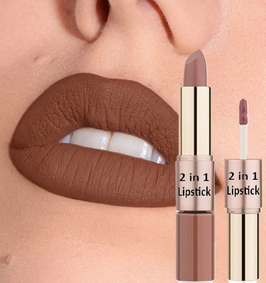 AEPRUY 2 IN 1 Matte Super Stay Lipstick Smudge Proof and Waterproof(BROWN, 8 ml)
