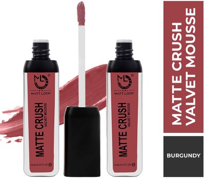 MATT LOOK Matte Crush Velvet Mousse Lipstick, Burgundy (10ml) Pack of 2(Burgundy, 10 ml)