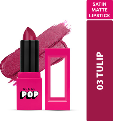 SUGAR POP Satin Matte Lipstick 03 Tulip - Long-wearing | Full Coverage(Tulip, 3 g)