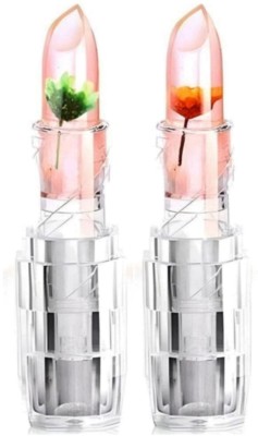 Love Nature Huda Professional 2Pcs Korean Lip Tint Stain Glitter Flower Lipstick Set for Women Color Changing(PINK, 30 g)