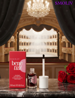 Smoliv Bene Tint Lip and Cheek Stain,Tined Finish Blusher and Liquid Lipstick F57(Peppy Red, 12.5 ml)
