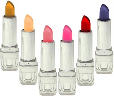 MYEONG long & lasting glossy gel lips lipsticks(Blue, Red, Pink, Peach, Yellow, Orange, 22.8 g)