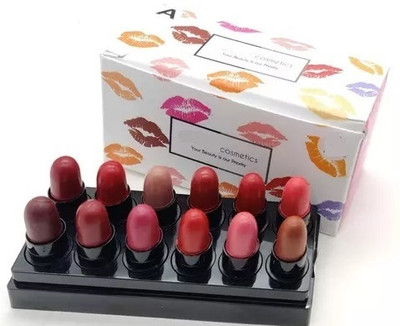 Mixonshun Pack of 12 Matte Lipstick Ayurvedic - Creamy Set For Lips Pack of 12(Multicolor, 10 g)