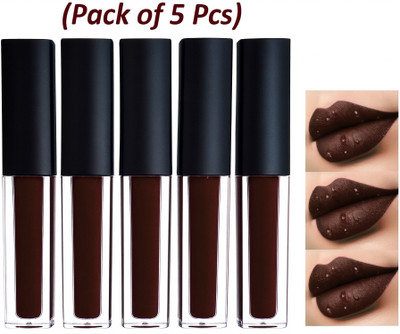 BLUSHIS 5 Pcs Pack | Super Stay Matte Ink | Liquid Lipstick | Non Transfer(DEEP BROWN, 15 ml)