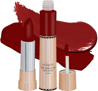 Jiwoo Best Matte liquid and crayon 2 in 1 shine red color lipstick(red, 4 ml)