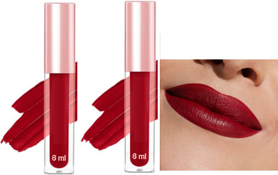 ADJD Combo Velvet matte Non tansfer Smudge Proof Longlasting liquid Dark red(Dark red, 12 ml)