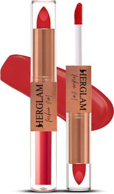 herglam Dual Shade 2-in-1 Liquid Lipstick | Matte & Shine | Smudge-Proof69(RED, 8 ml)