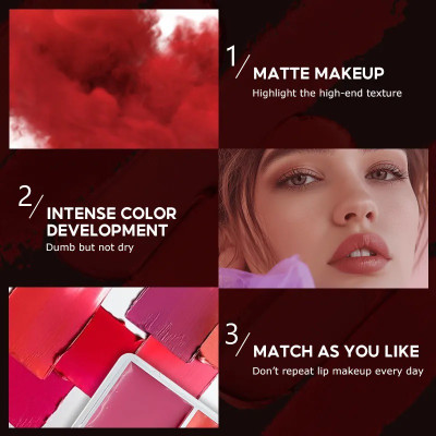 SEUNG 12 Color Ultra Pigmented Matte Lip Cream Palette(Multicolor, 12 g)