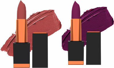 ADJD Soft Pigmented Smudge Proof Creamy Matte Long Stay Lipstick Rose vale & Purple(multi color, 7 g)