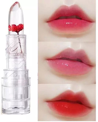 AFARAXIA Crystal Flower Jelly Lipstick PH Clear Temperature Color Changing Lip Gloss(red, 3.6 g)