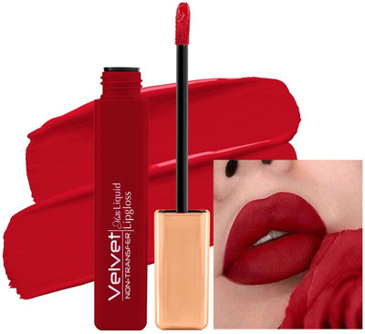 CATERINACHIARA Matte finish non transfer liquid water proof dark red lipstick3(Red, 6 ml)