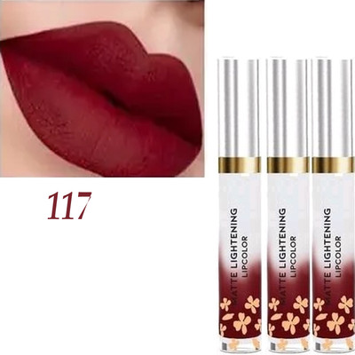 NG MART RED MATTE LIGHTNING LIPCOLOUR FOR GLOSSY LIPS (177 MEHROON) PACK OF - 3(MEHROON, 30 ml)