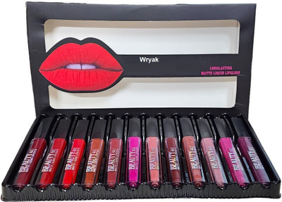 wryak 3ML Matte Lipstick Set, Compact Size, Transfer Proof Pack Of 12pc(Multicolor, 36 g)