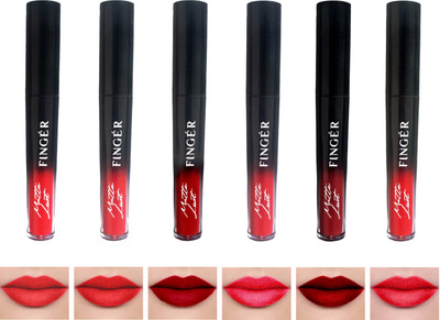 Finger Matte Liquid Lipstick (4 Red + 2 Maroon)(Combo of Red Maroon, 30 ml)