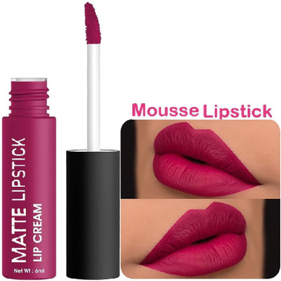 AEPRUY Super Matte Waterproof Liquid Mousse Lipstick(Fuchsia Chic, 6 ml)