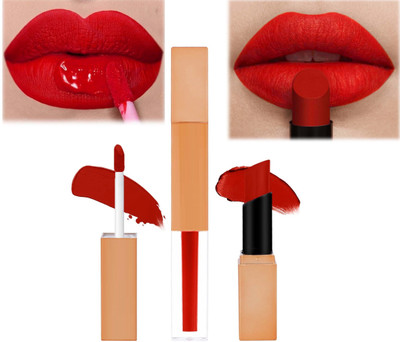 YAWI 2 IN 1 Matte Velvet Lip Gloss/Non-cracking Anti-transfer Lip Shade(Red, 7 ml)