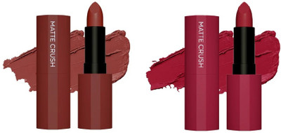 Luipui Matte Crush Matte Lipstick Long Lasting Matte finish Pack of 2 Different shades(Multicolor, 5 g)