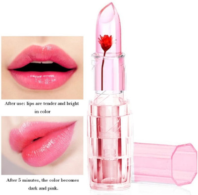 Emijun Crystal Flower Jelly Lipstick PH Clear Temperature Color Changing Lip Gloss(RED, 3.6 g)