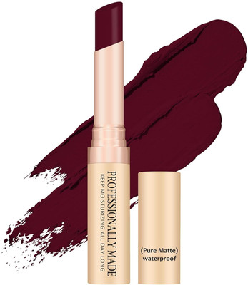 HUZURLU Long Stay Matte Finish Highly Pigmented Non Transfer Lipstick(Round Wine, 4 g)