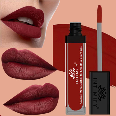 INTIMIFY Matte Lipstick Waterproof & Smudge Proof Long Lasting Pigmented Lip(Maroon, 6 ml)
